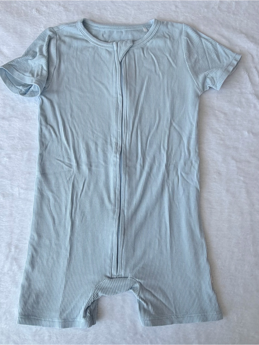 Brave Little Ones - Light Blue Ribbed Summer Short Romper - 2T